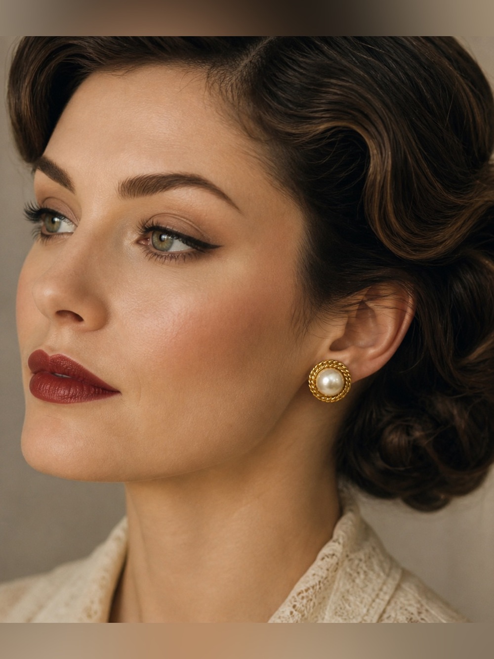 ✨ Vintage Gold & Pearl Classic Stud Earrings ✨